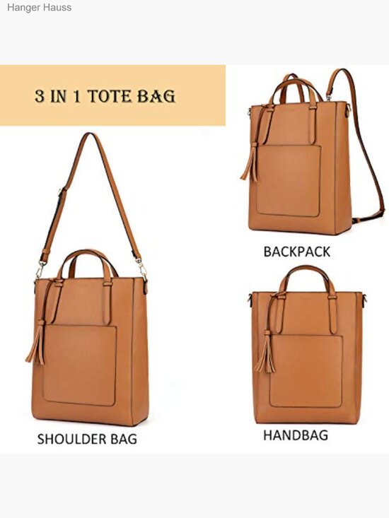 Convertible Tote Backpack Vegan Leather Handbag Shoulder Bag for Work Travel main image 6